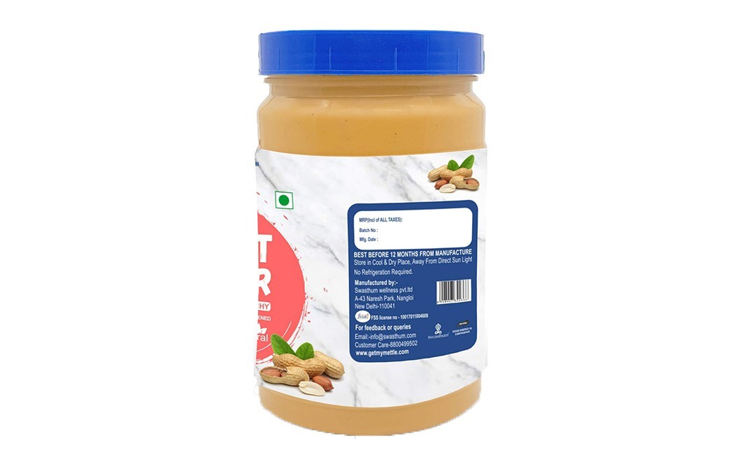 Mettle Peanut Butter Crunchy Unsweetened   Plastic Jar  907 grams